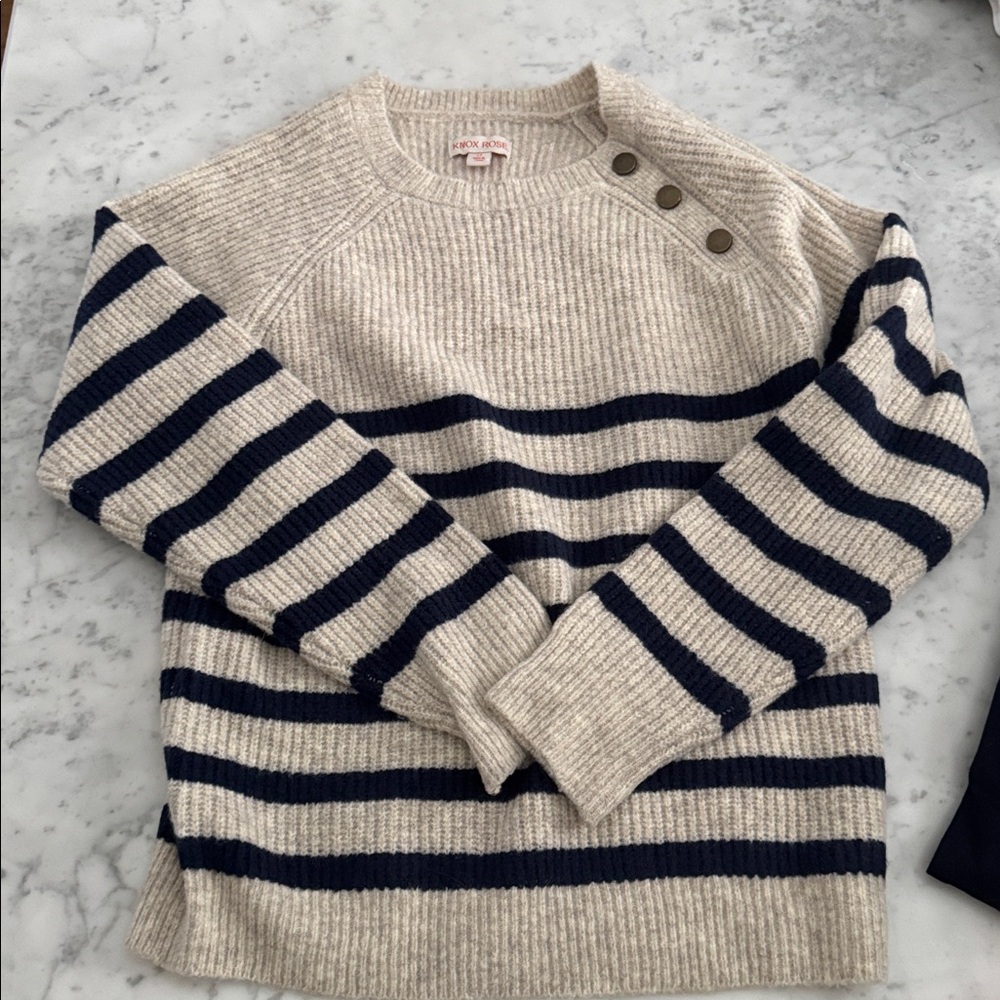 Striped Beige and Navy Sweater